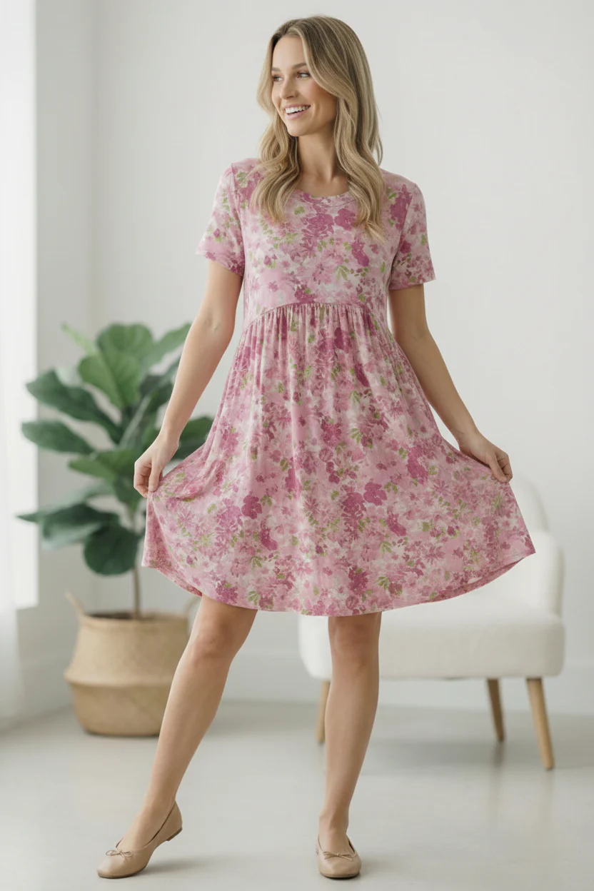 In the Sunshine Fuchsia Babydoll Dress - Image 3