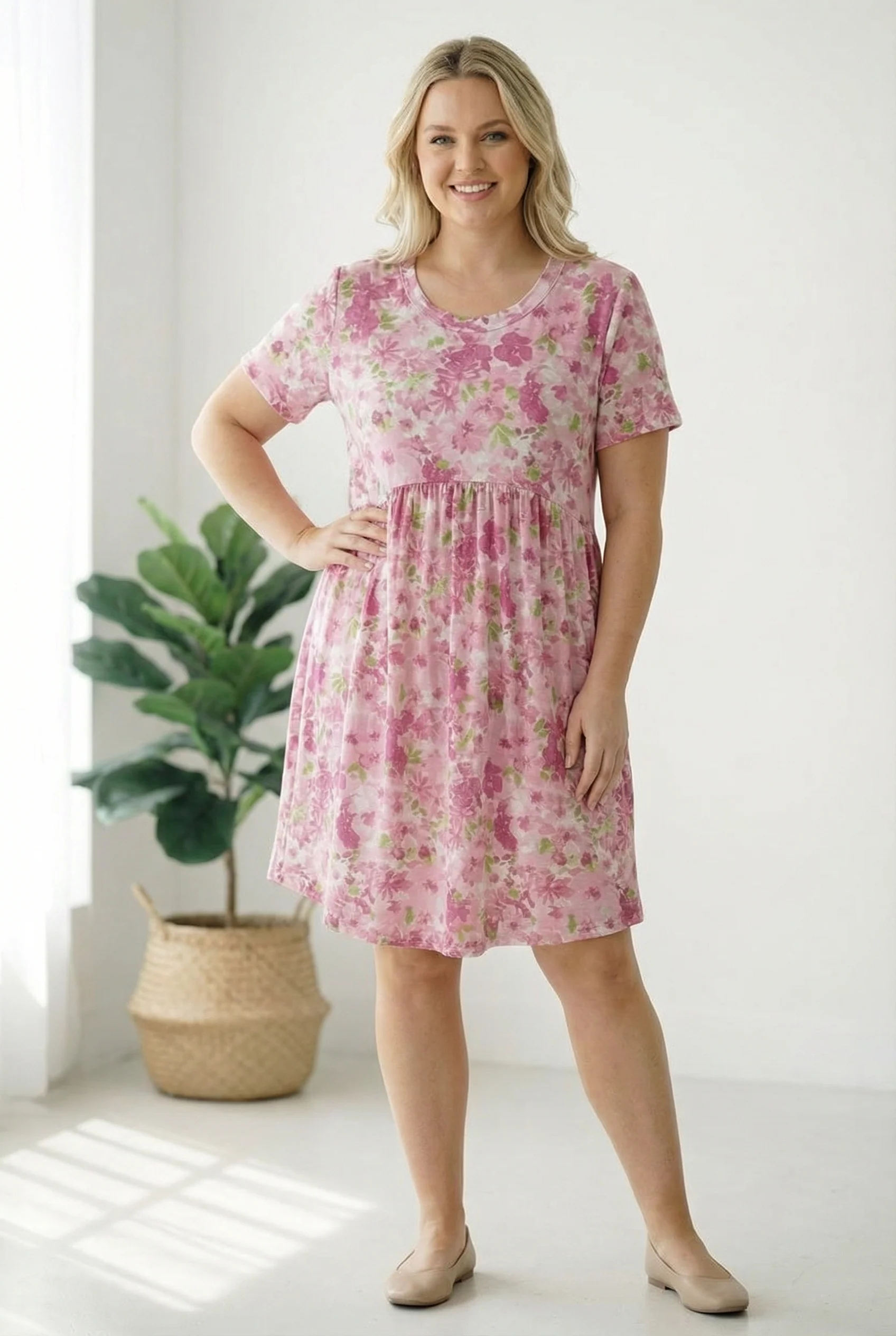 In the Sunshine Fuchsia Babydoll Dress - Image 4