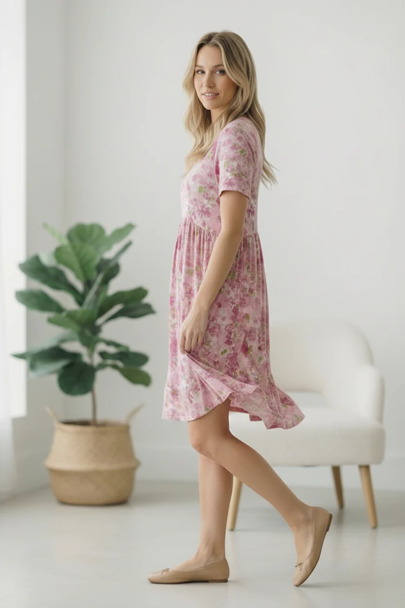 In the Sunshine Fuchsia Babydoll Dress - Image 8