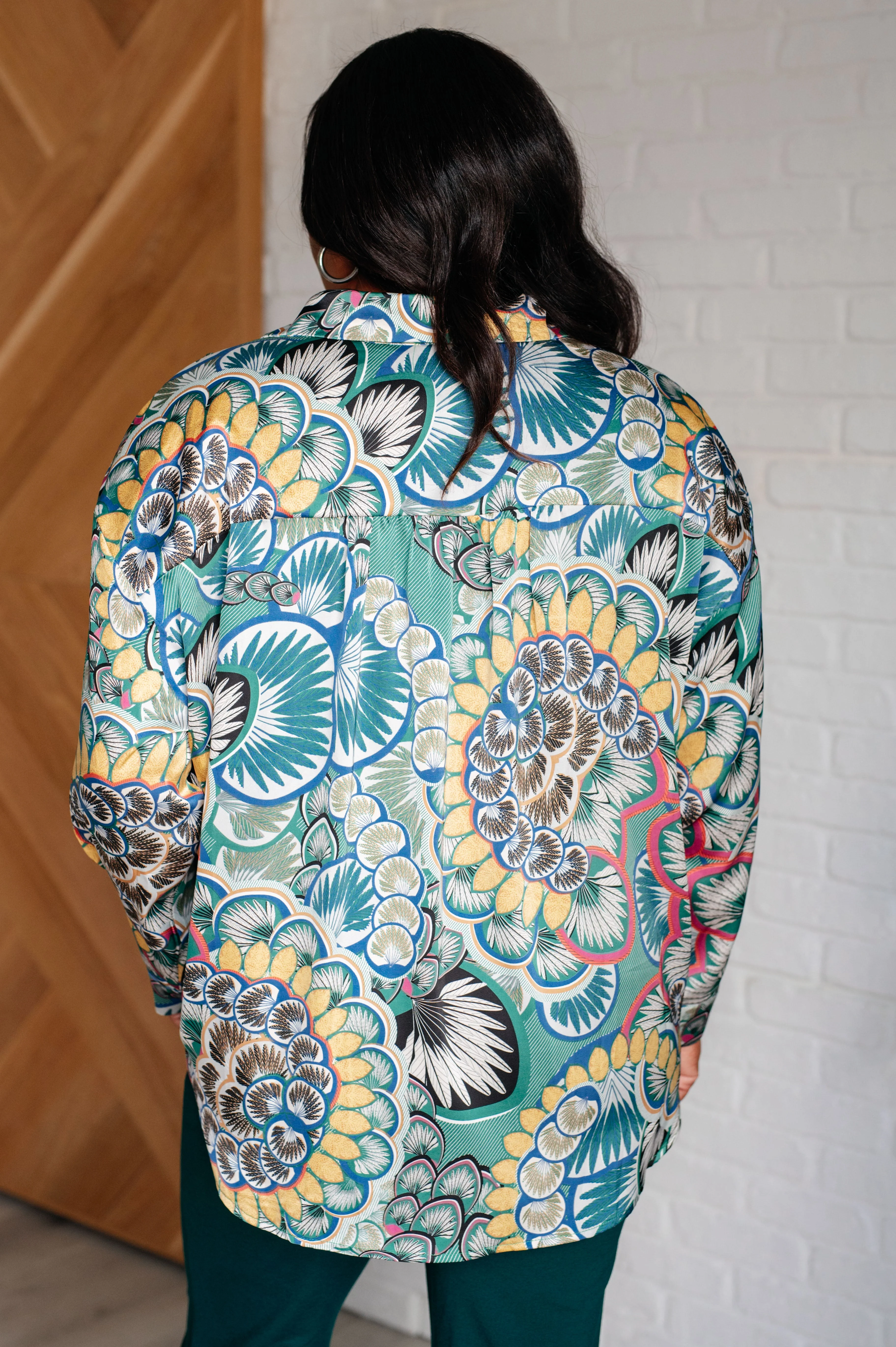 In the Willows Button Up Blouse in Teal Paisley - Image 4