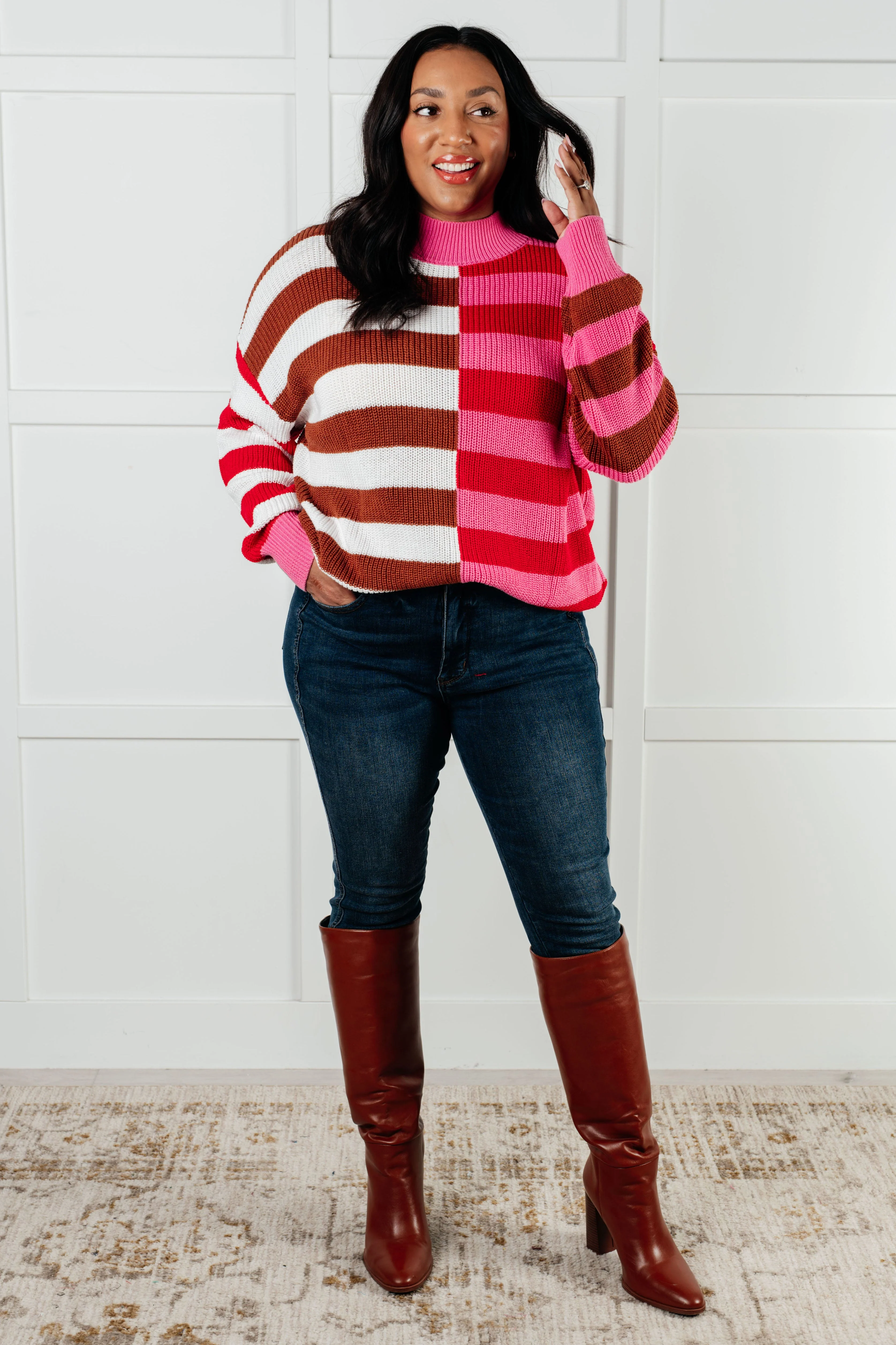 In Your Lane Color Blocked Stripe Sweater - Image 5