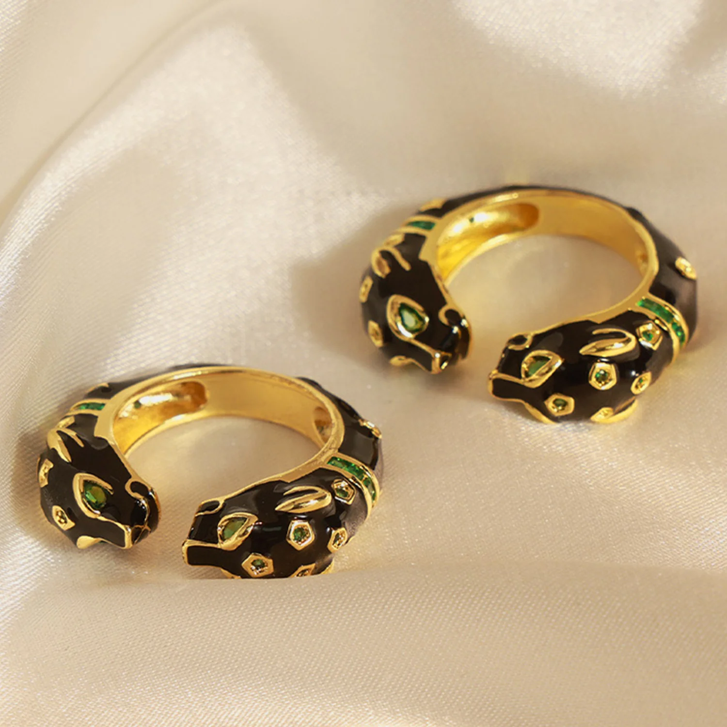 Inlaid Zircon Oil Drip Open Ring - Image 3