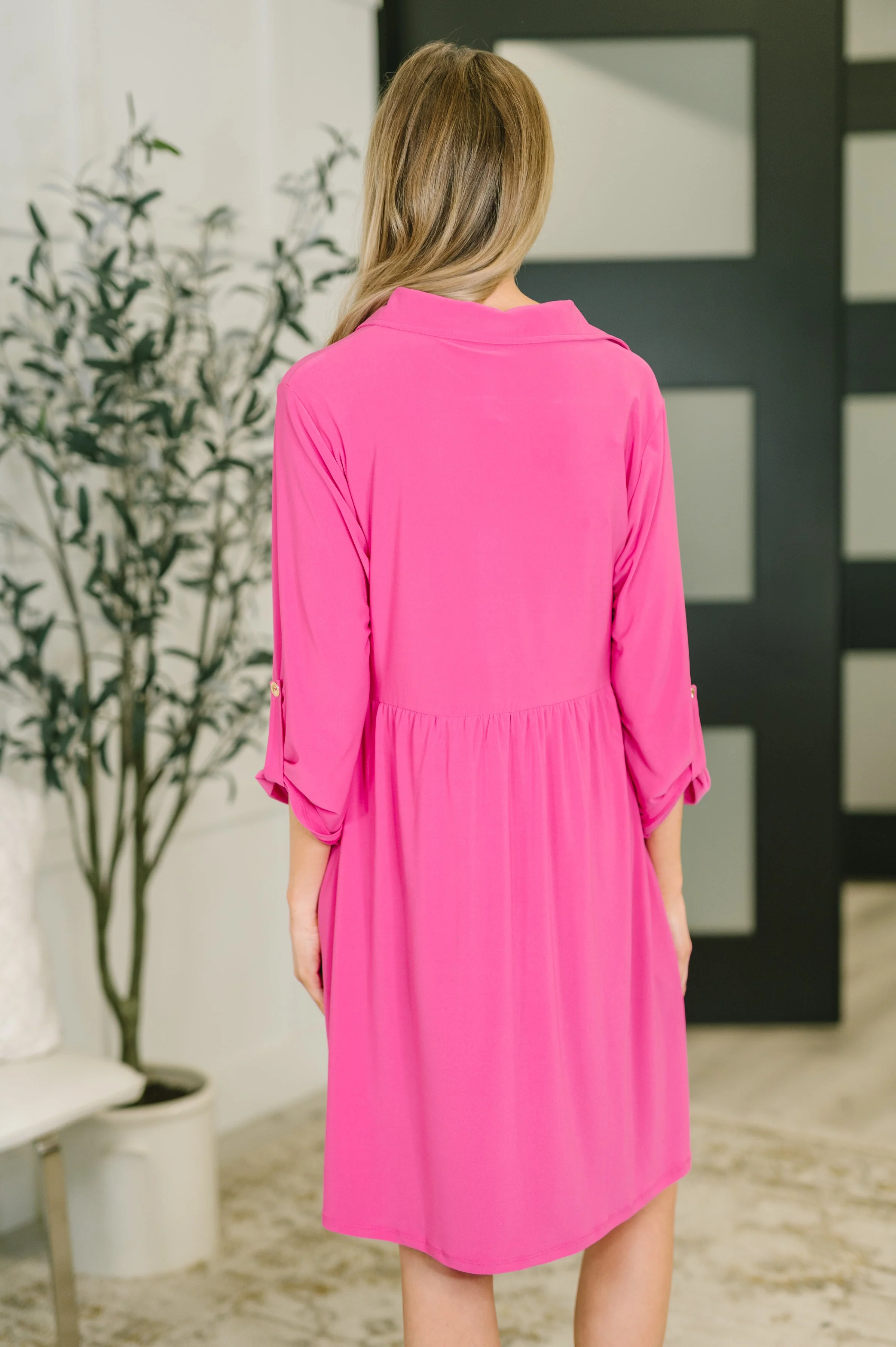 Inspire Collared Neck Dress in Runway Pink - Image 5