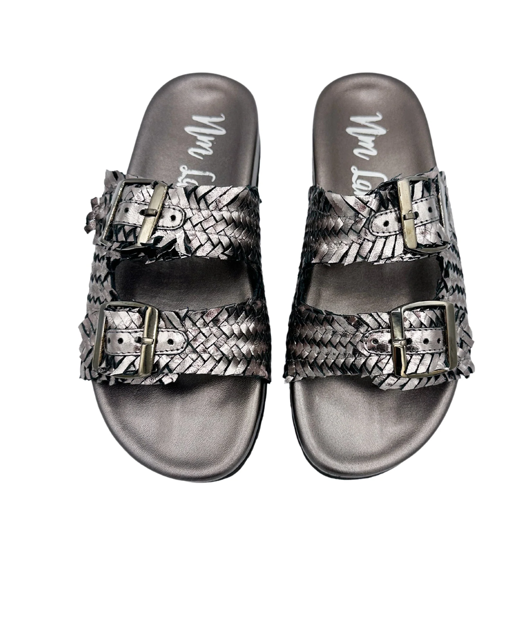 Intertwine Dual Woven Strap Slide in Pewter - Image 8