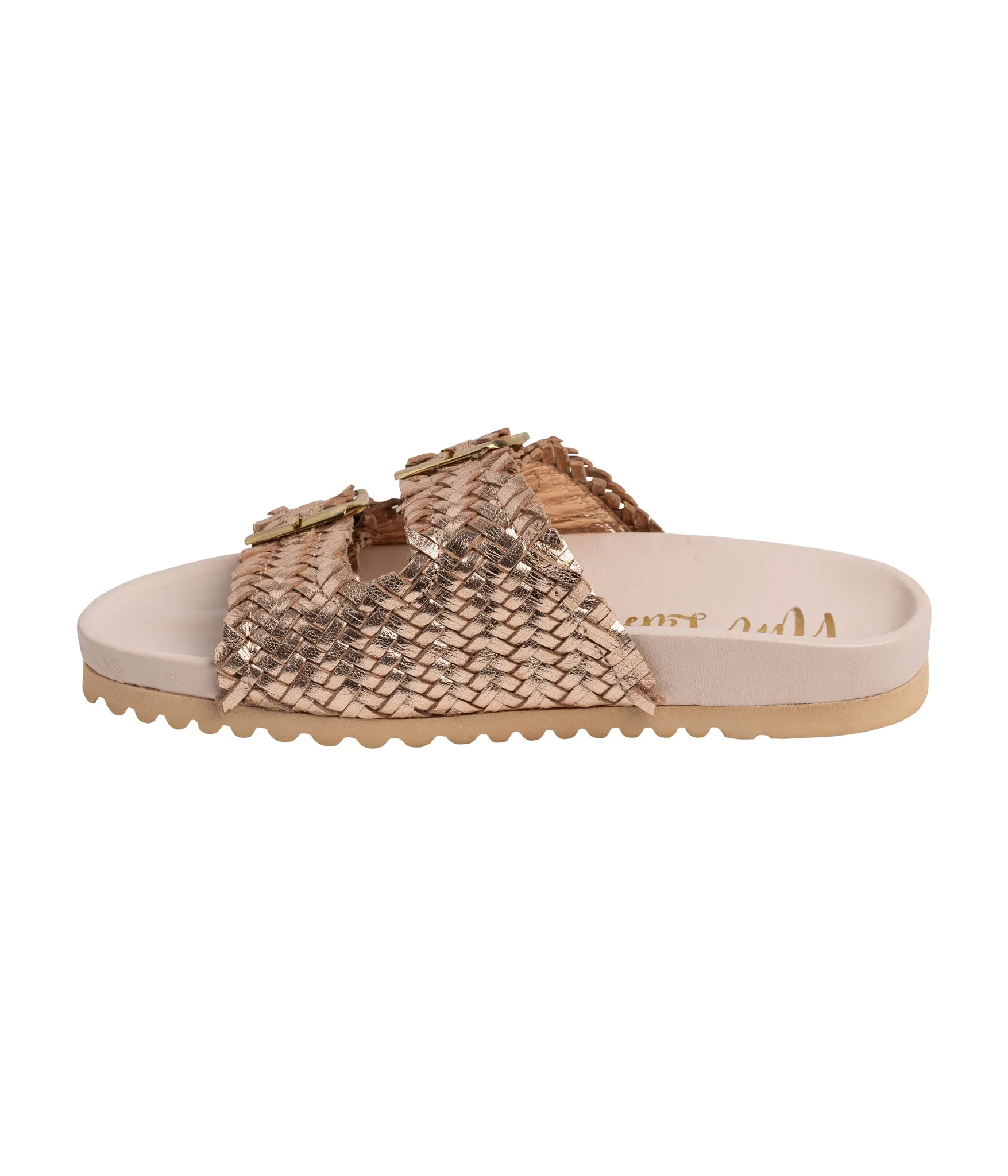 Intertwine Dual Woven Strap Slide in Champagne - Image 9