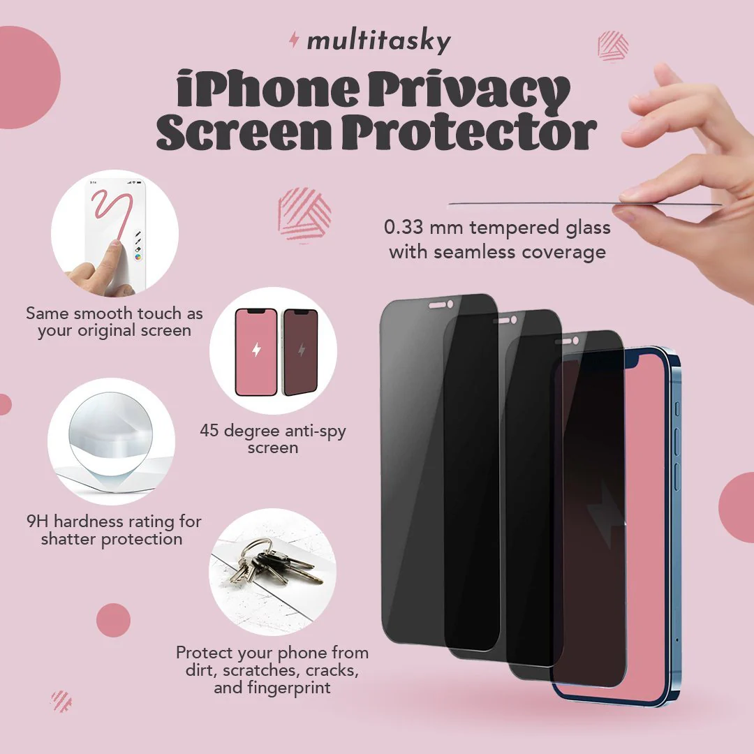 iPhone Screen Protector (Clear Screen/Privacy Screen, Pack of 3) - Image 3