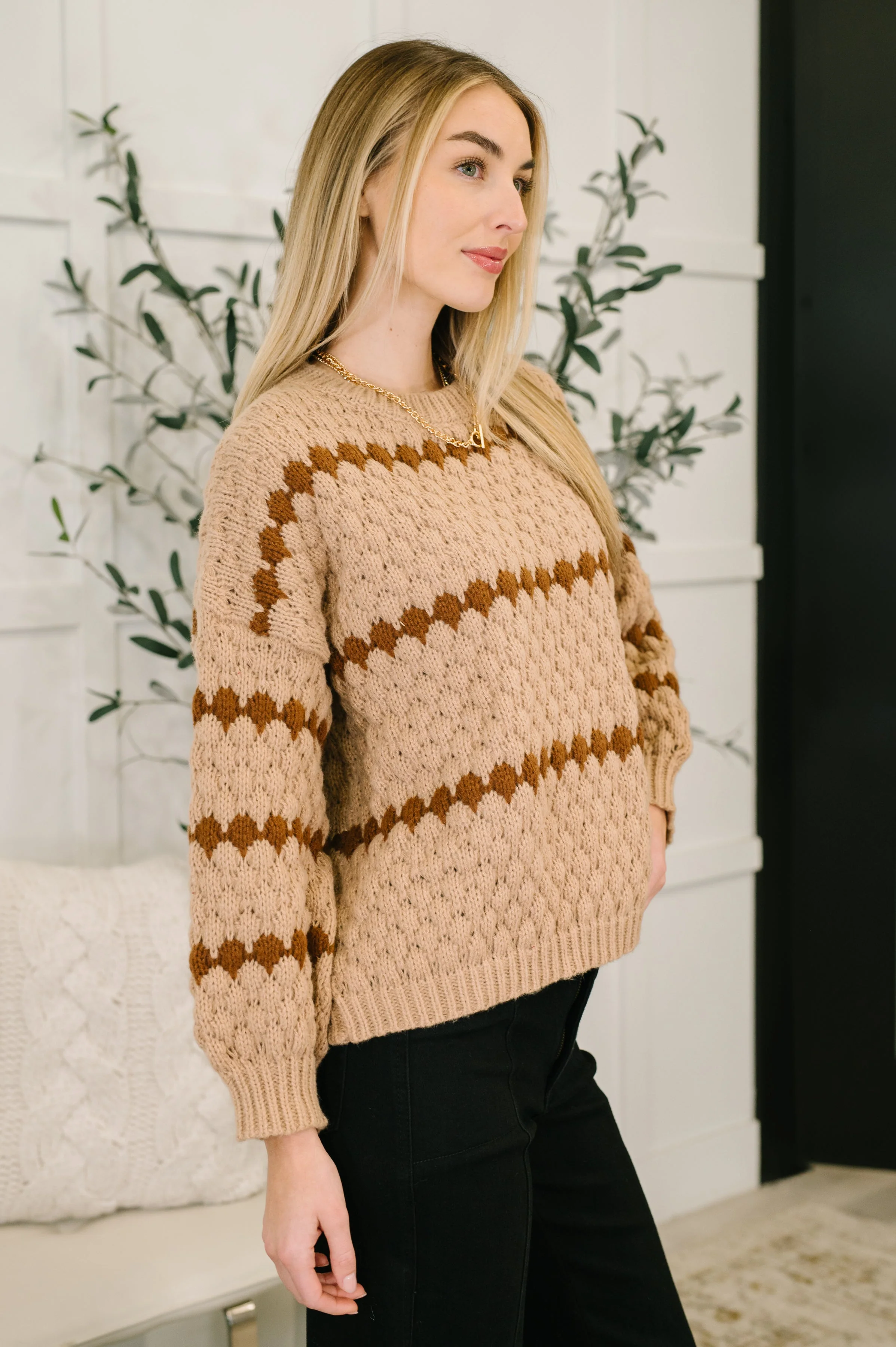 Ivy Lane Textured Sweater in Taupe - Image 4