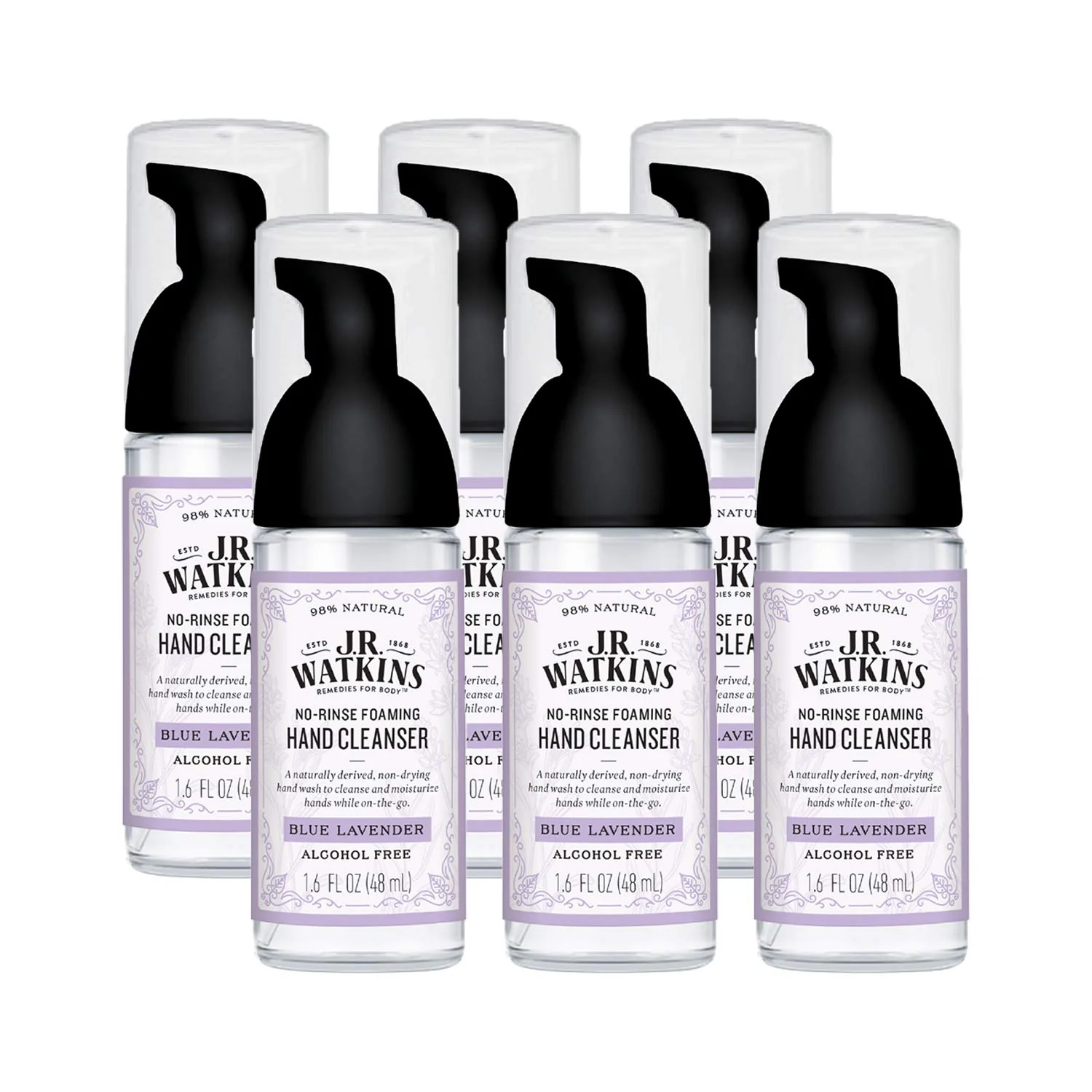 J.R. Watkins No-Rinse Foaming Hand Cleanser – Hand Soap in Pump Dispenser – Bathroom & Kitchen Foam Cleaner – All Natural, Alcohol Free, Blue Lavender, 1.6 fl. Oz - Image 14