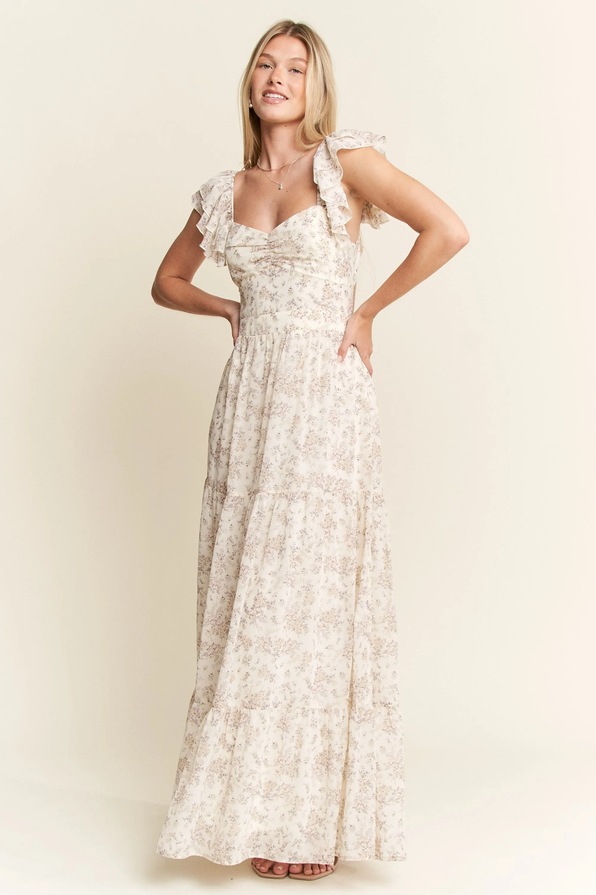 Jade By Jane Full Size Ruffle Sleeve Tiered Maxi Dress Plus Size - Image 11