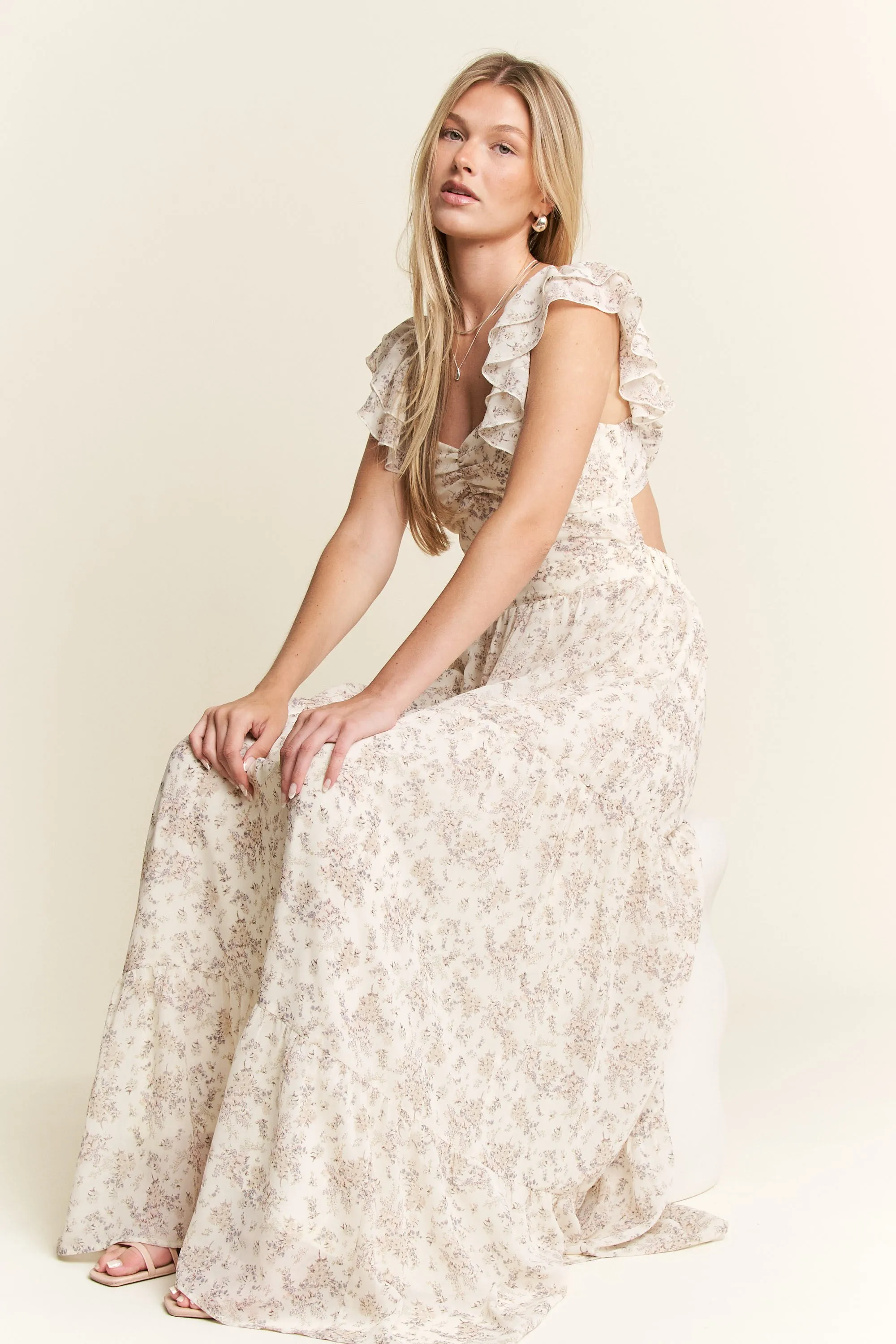 Jade By Jane Full Size Ruffle Sleeve Tiered Maxi Dress Plus Size - Image 6