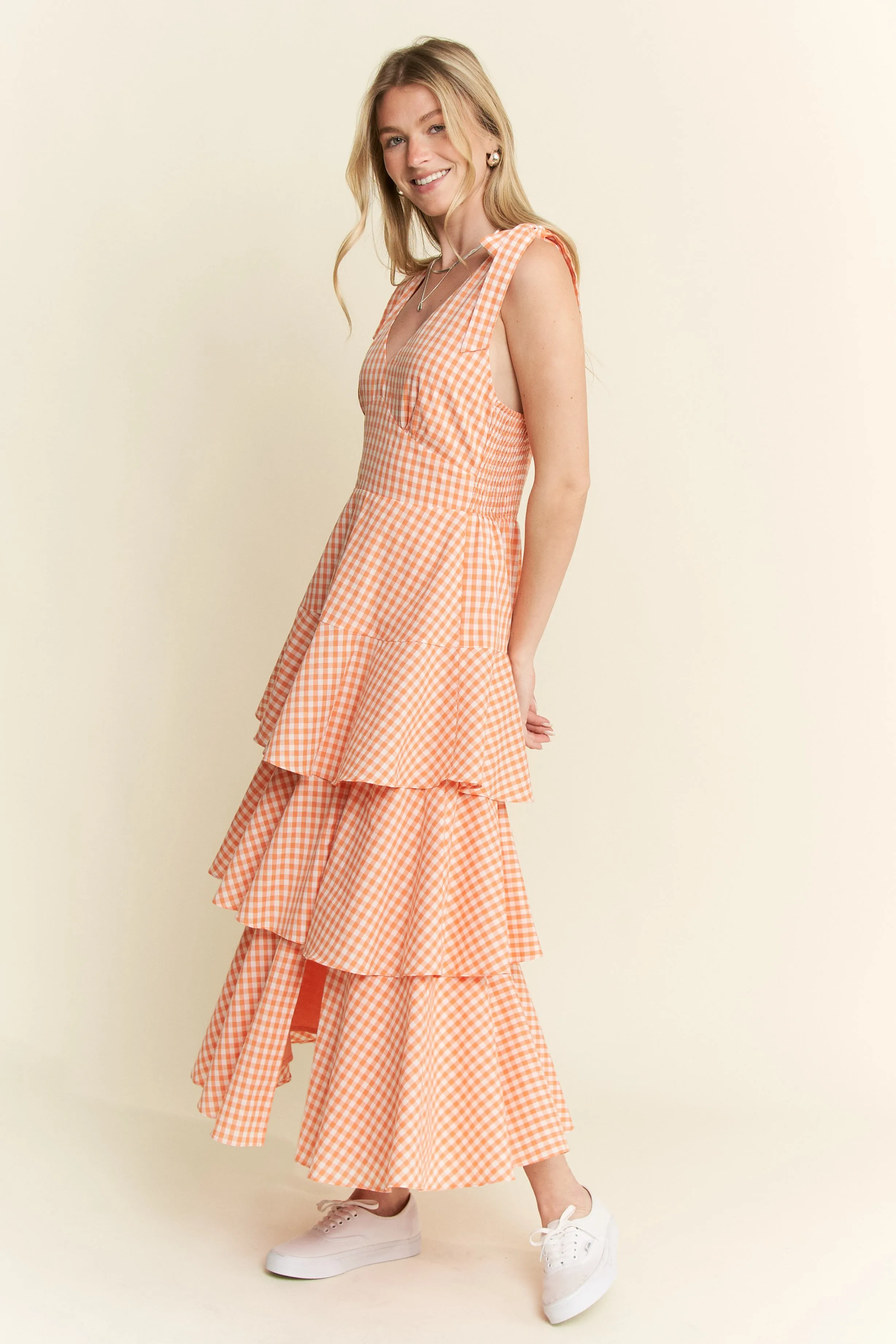 Jade By Jane Sleeveless Gingham Print Tiered Midi Dress - Image 13