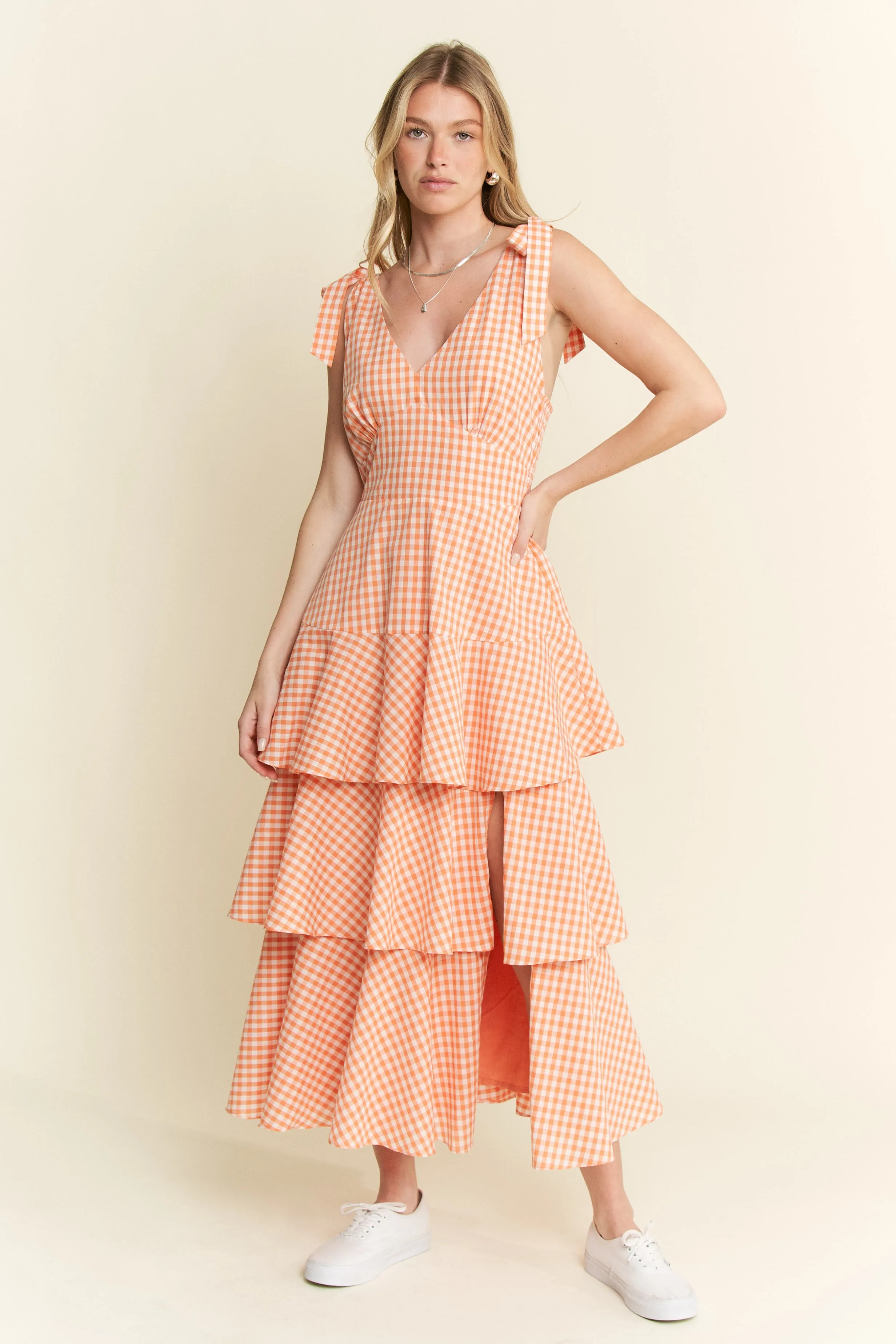 Jade By Jane Sleeveless Gingham Print Tiered Midi Dress - Image 16