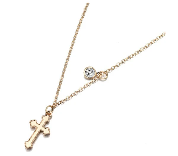 Jane Cross Diamond Necklace Gold - Image 2