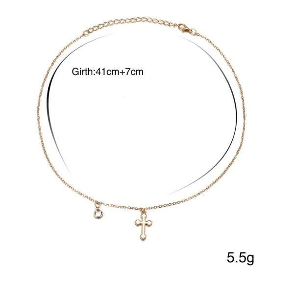 Jane Cross Diamond Necklace Gold - Image 3