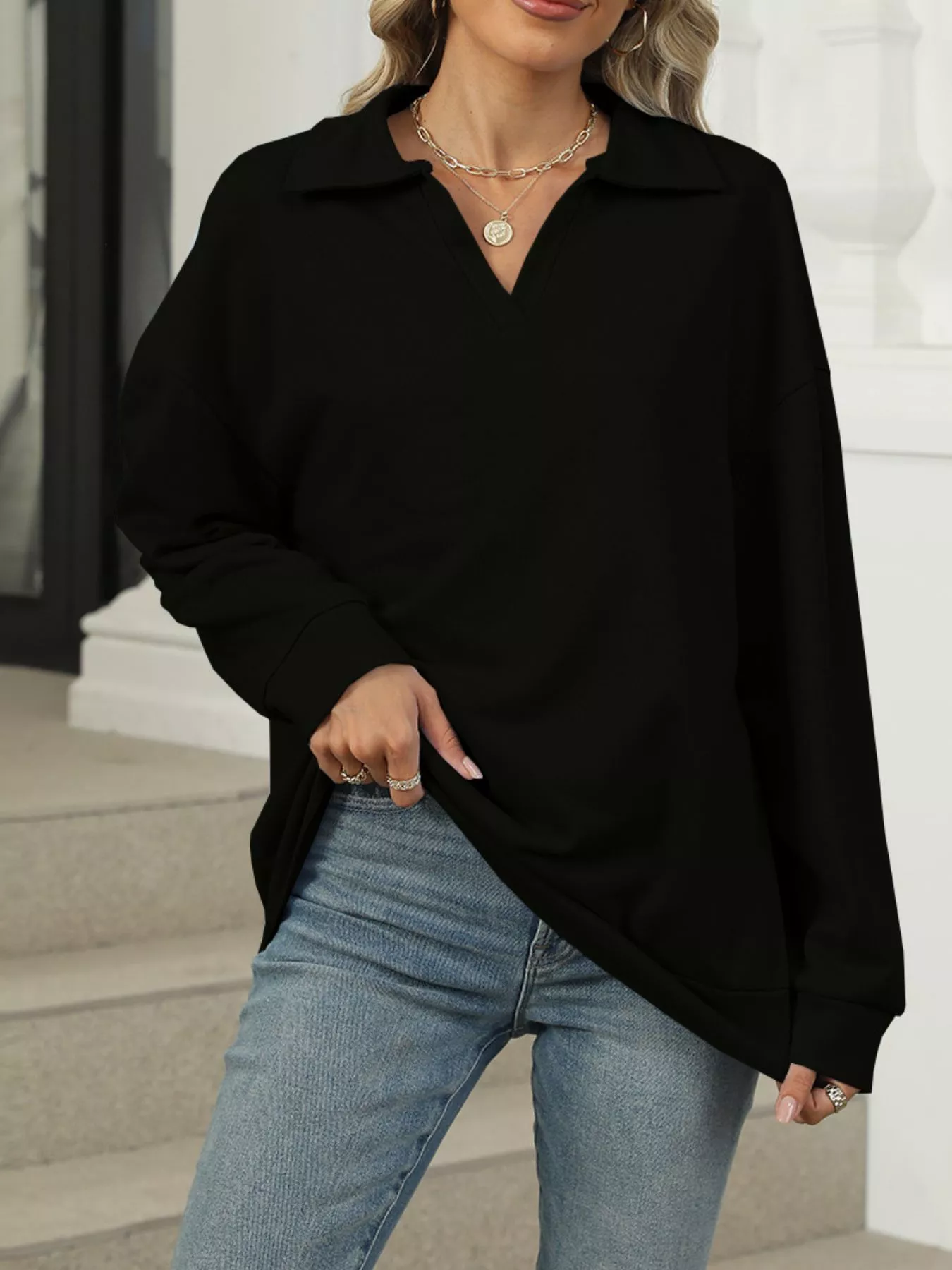 Johnny Collar Long Sleeve Sweatshirt - Image 18