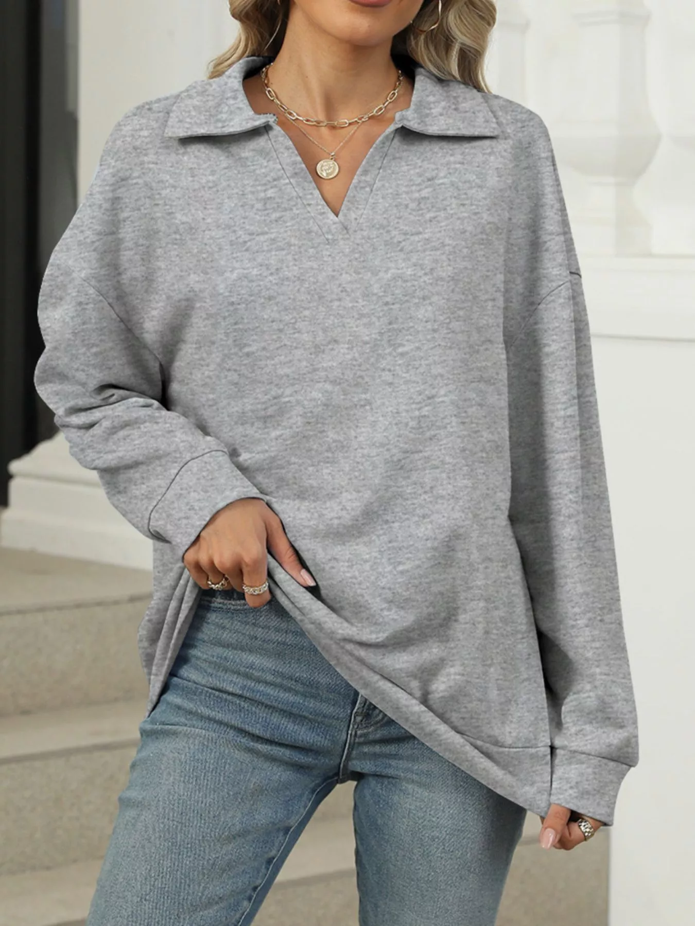 Johnny Collar Long Sleeve Sweatshirt - Image 5