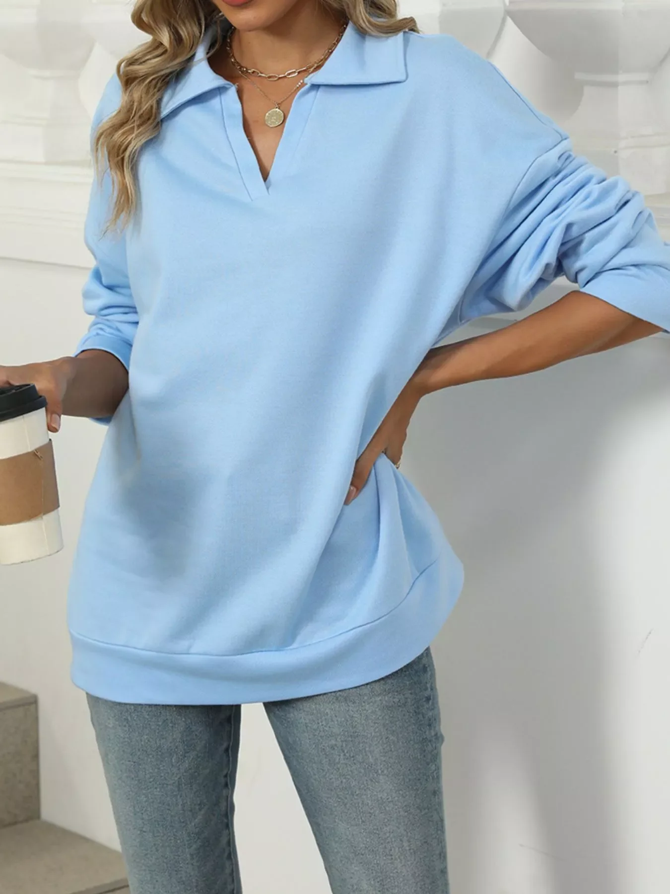 Johnny Collar Long Sleeve Sweatshirt - Image 9