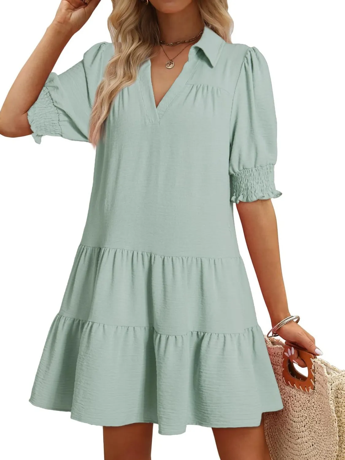 Johnny Collar Short Sleeve Mini Dress - Image 23