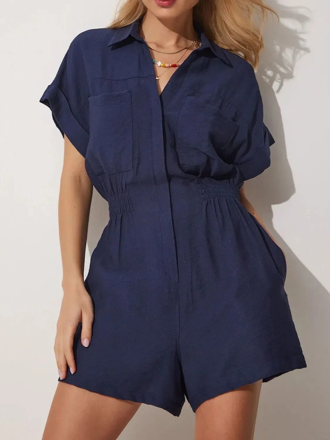 Johnny Collar Short Sleeve Romper - Image 5