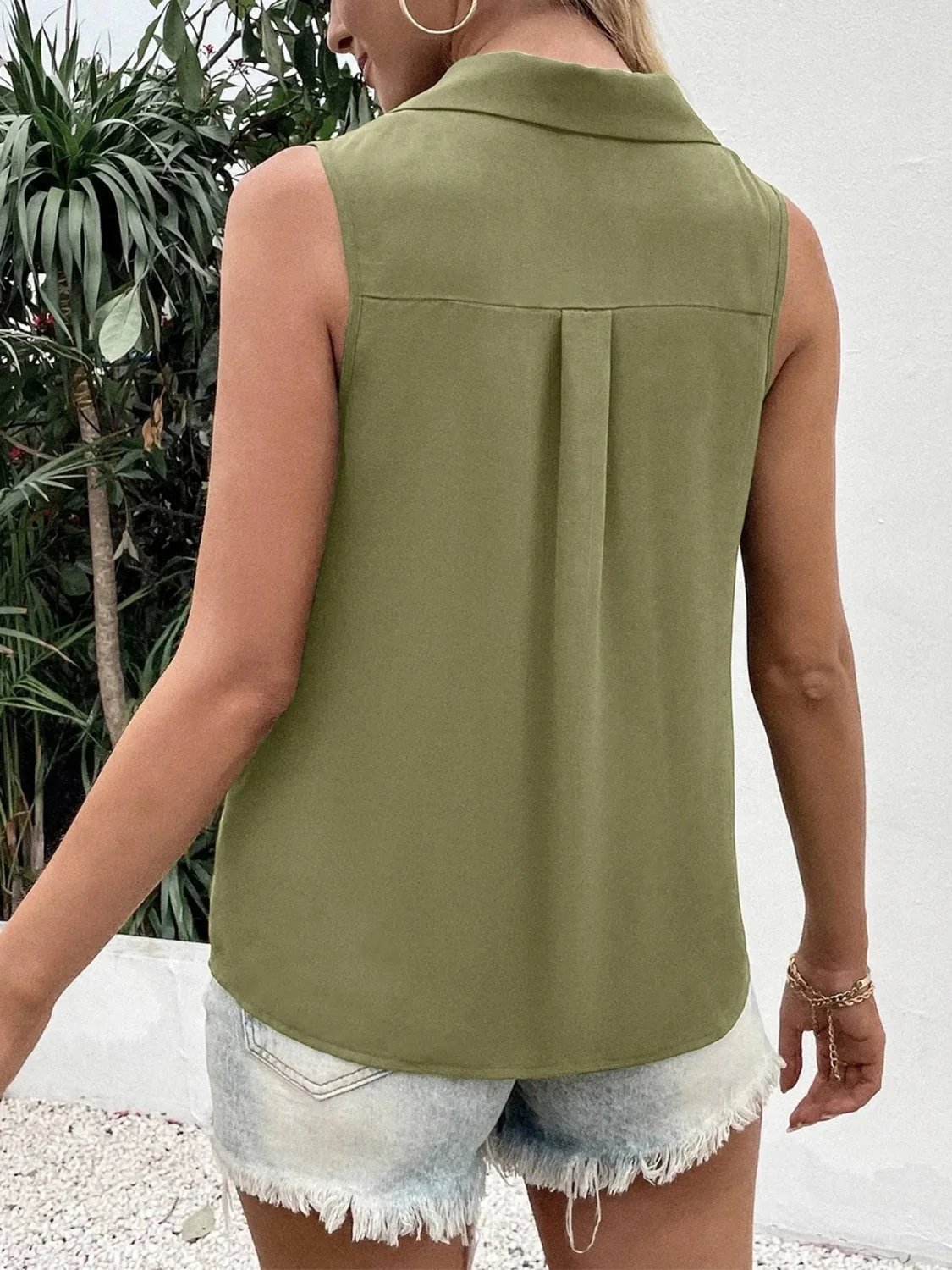 Johnny Collared Button Up Sleeveless Top - Image 6