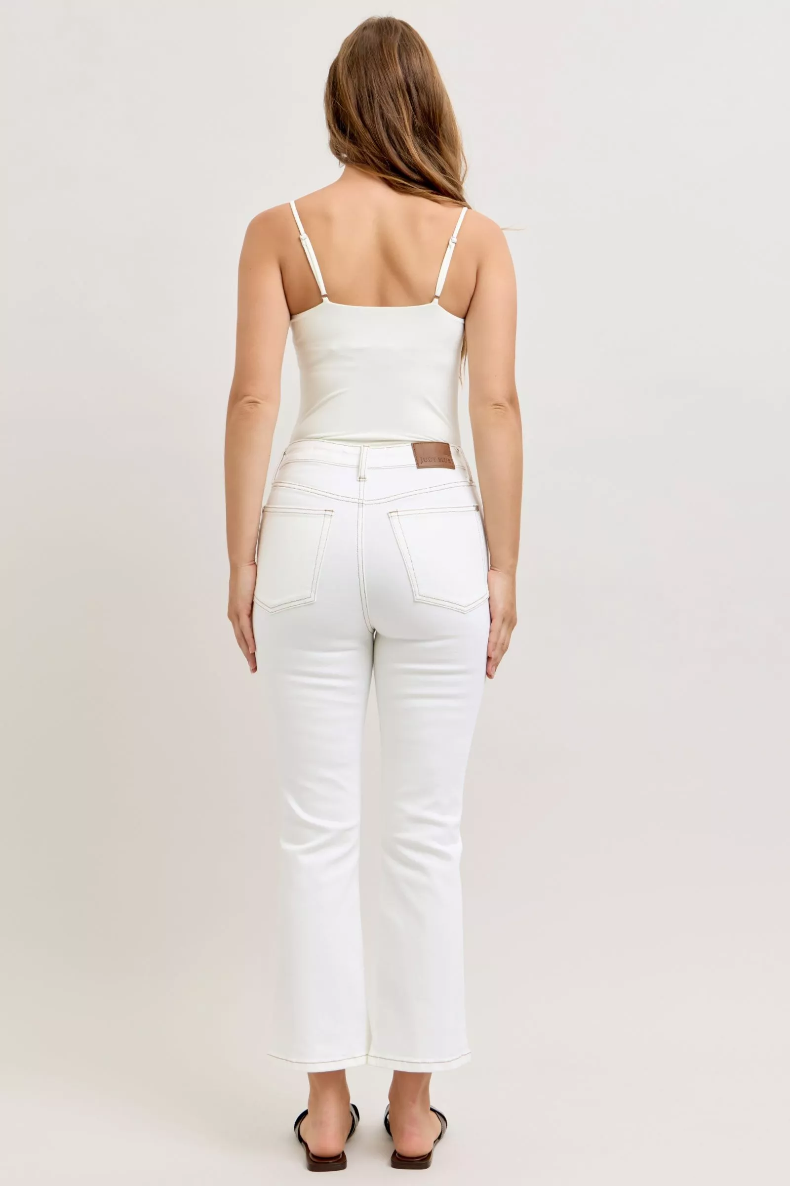 Judy Blue Contrast Stitching Cropped Flare Jeans - Image 8