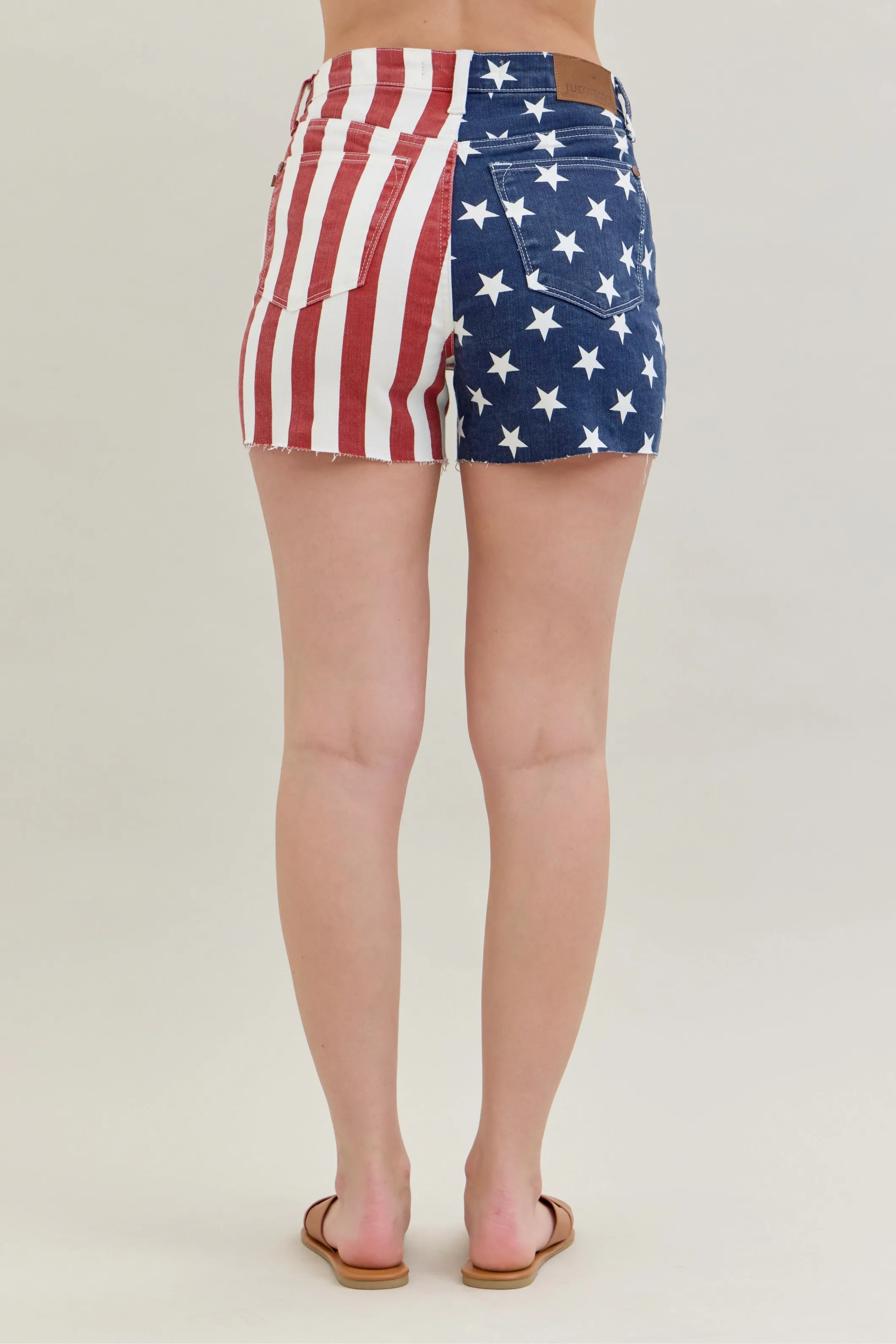 Judy Blue Full Size High Waist Americana Flag Fray Hem Shorts Plus Size - Image 5