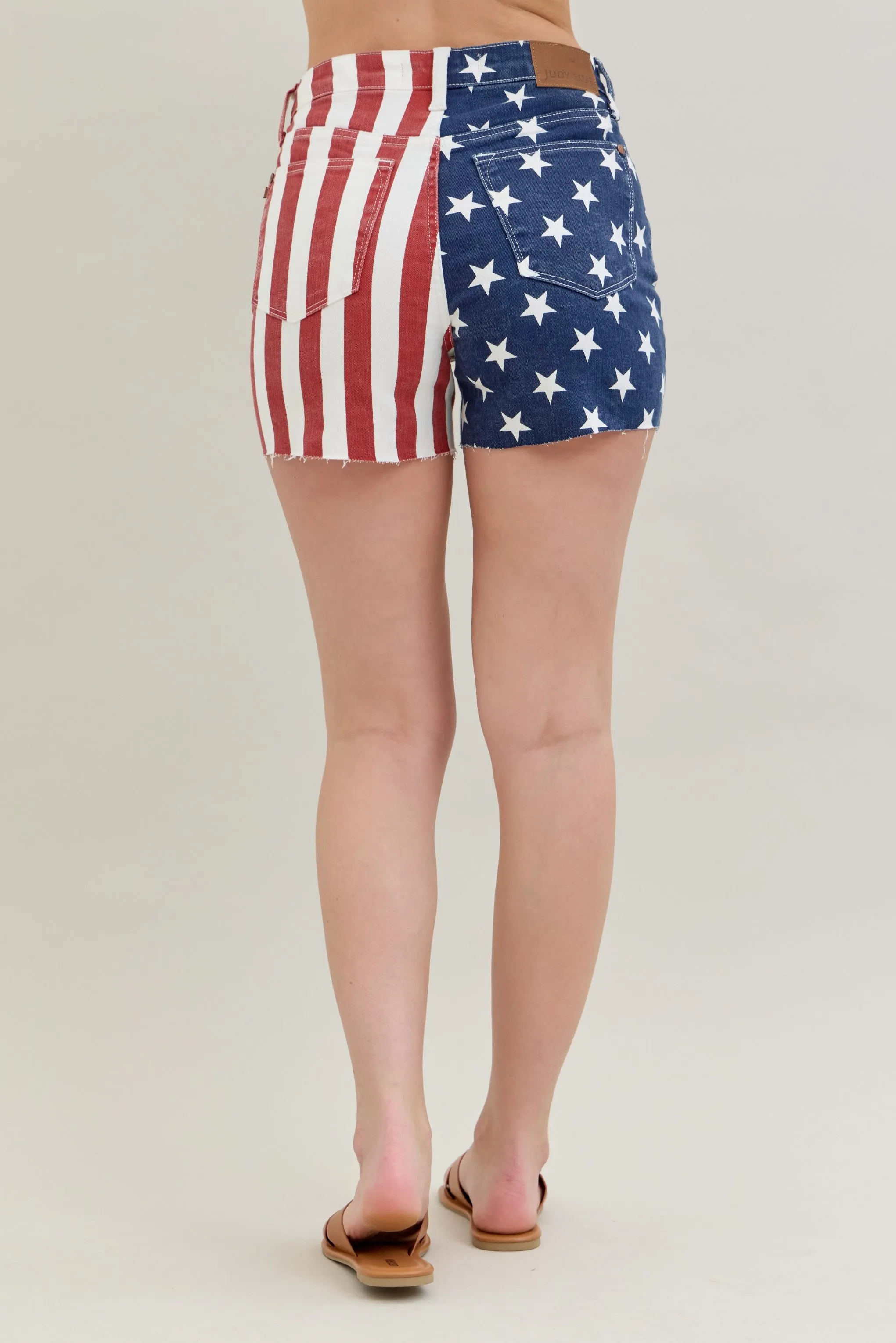 Judy Blue Full Size High Waist Americana Flag Fray Hem Shorts Plus Size - Image 6