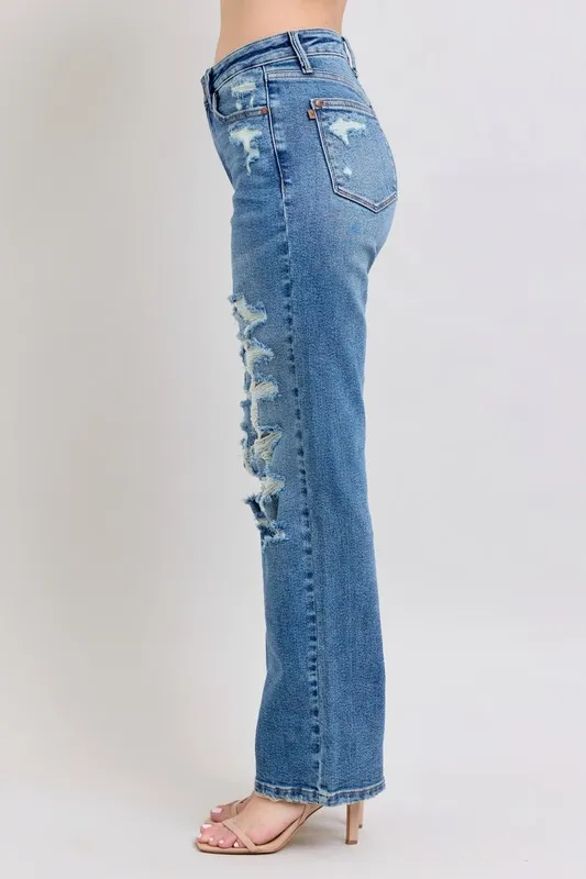 Judy Blue Full Size High Waist Heavy Destroy Straight Jeans Plus Size - Image 3