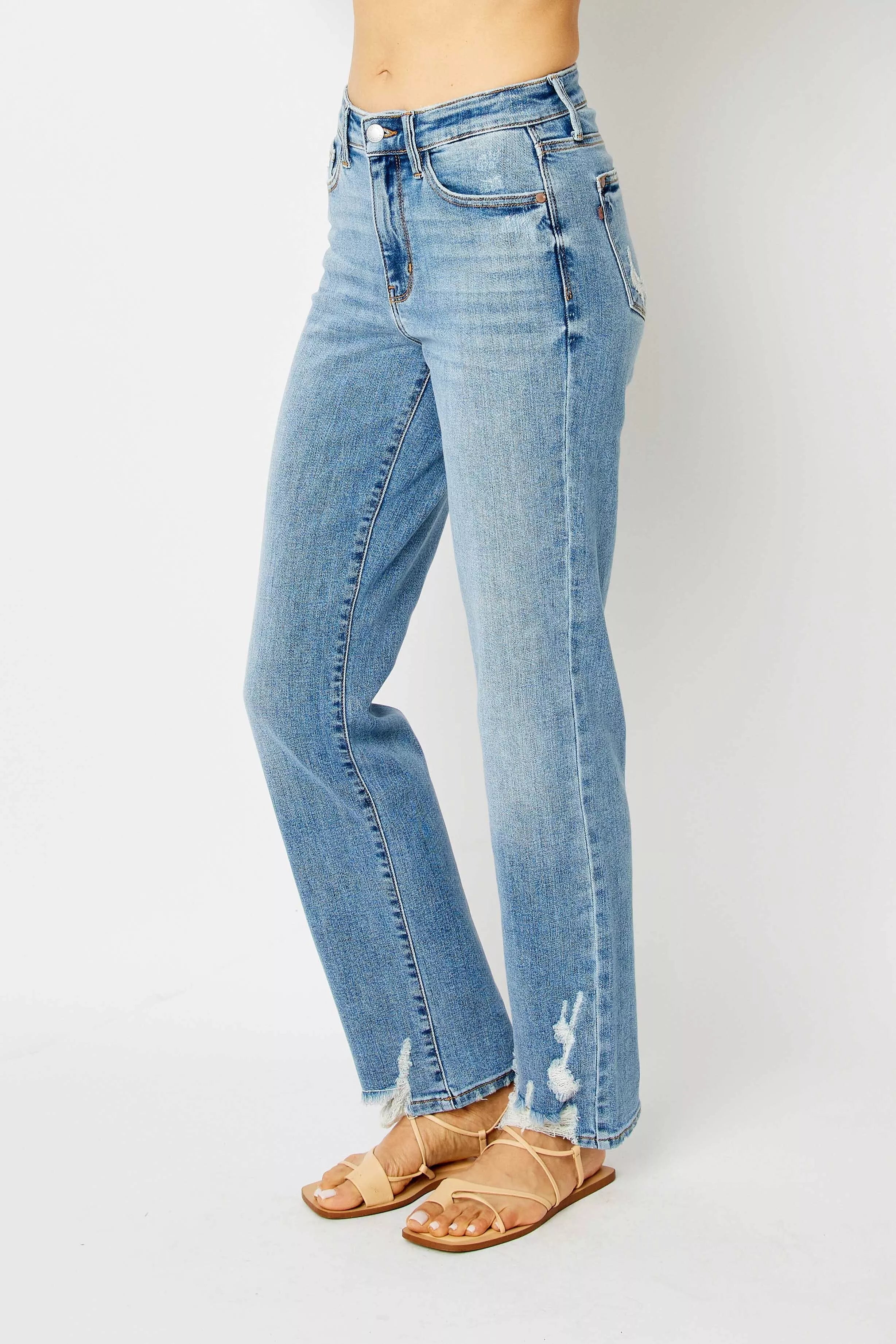Judy Blue Full Size High Waist Straight Jeans with Heavy Destroy Plus Size - Image 3