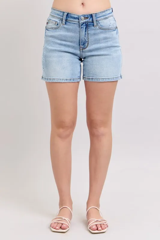 Judy Blue Full Size Mid Rise Washed Denim Shorts Plus Size - Image 2