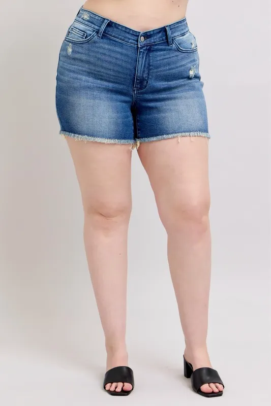 Judy Blue Full Size V-Front Denim Shorts with Shield Pockets Plus Size - Image 10