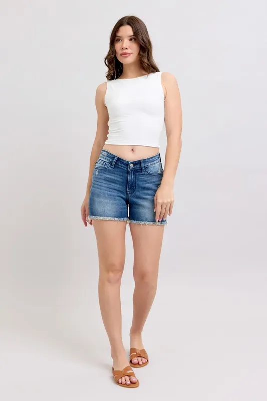 Judy Blue Full Size V-Front Denim Shorts with Shield Pockets Plus Size - Image 9