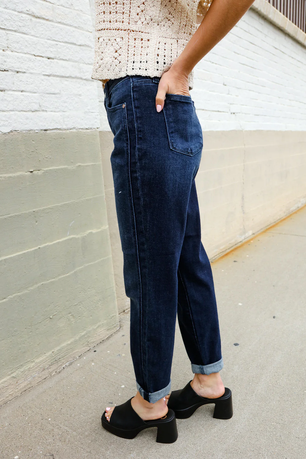 Judy Blue High-Rise Boyfriend Dark Blue Wash Jeans - Image 13