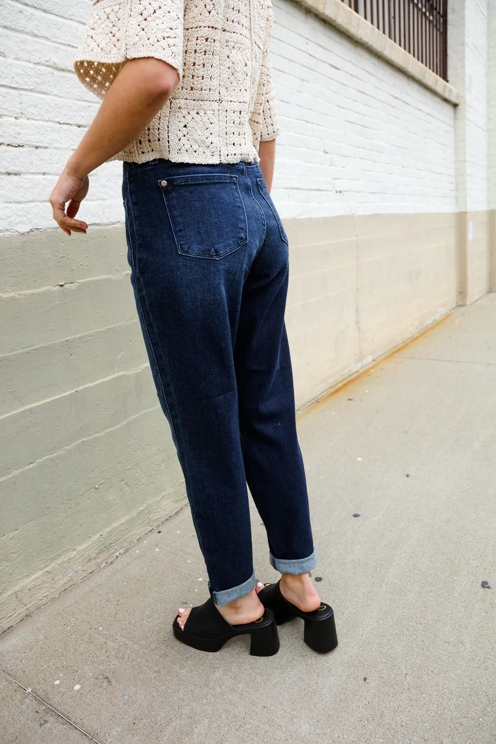 Judy Blue High-Rise Boyfriend Dark Blue Wash Jeans - Image 14