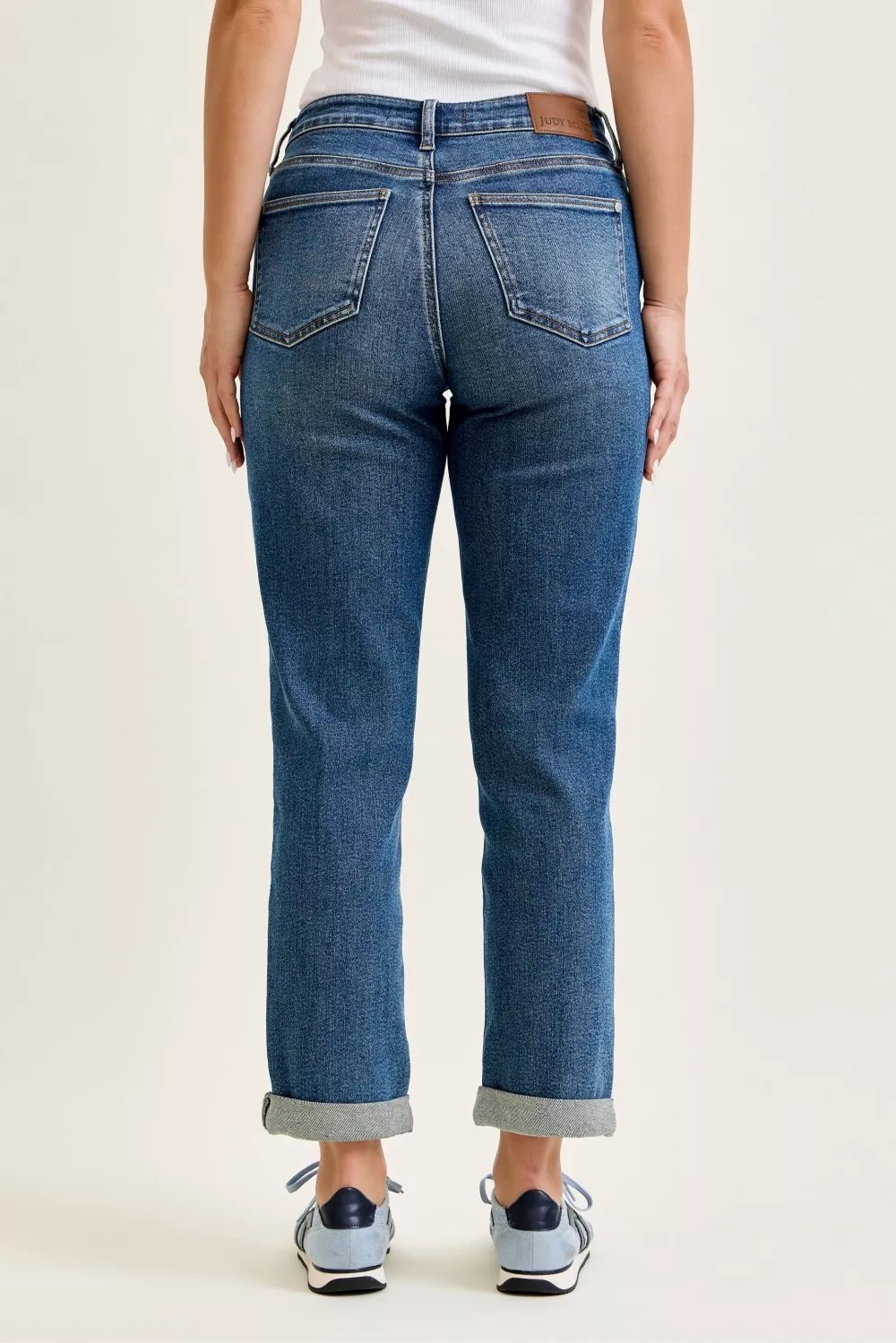 Judy Blue Mid Rise Boyfriend Embroidered Repair Patch Jeans - Image 4