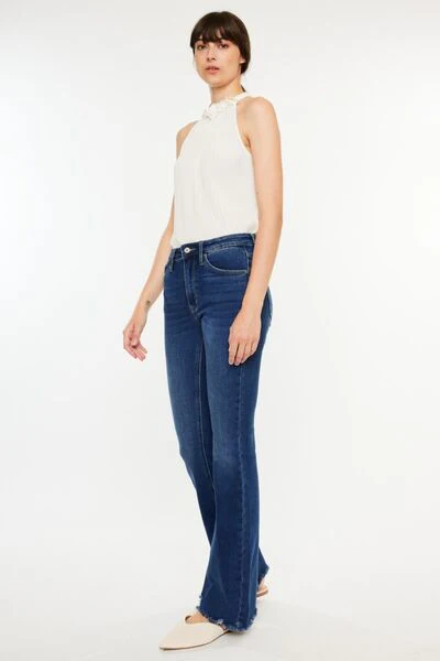 Kancan Cat's Whiskers Raw Hem Flare Jeans - Image 5