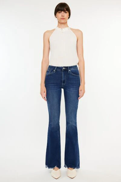 Kancan Cat's Whiskers Raw Hem Flare Jeans - Image 7