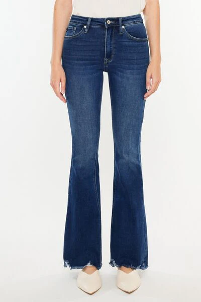 Kancan Cat's Whiskers Raw Hem Flare Jeans - Image 8