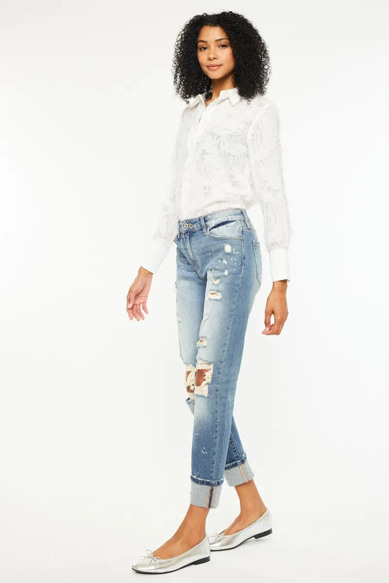 Kancan High Rise Distressed Boyfriend Fit Jeans - Image 5