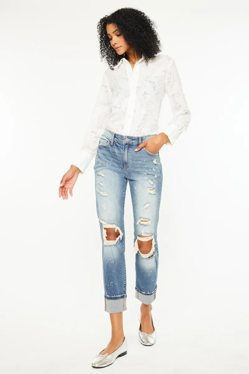Kancan High Rise Distressed Boyfriend Fit Jeans - Image 7