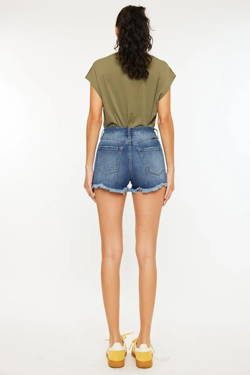 Kancan High Rise Frayed Hem Denim Shorts - Image 8
