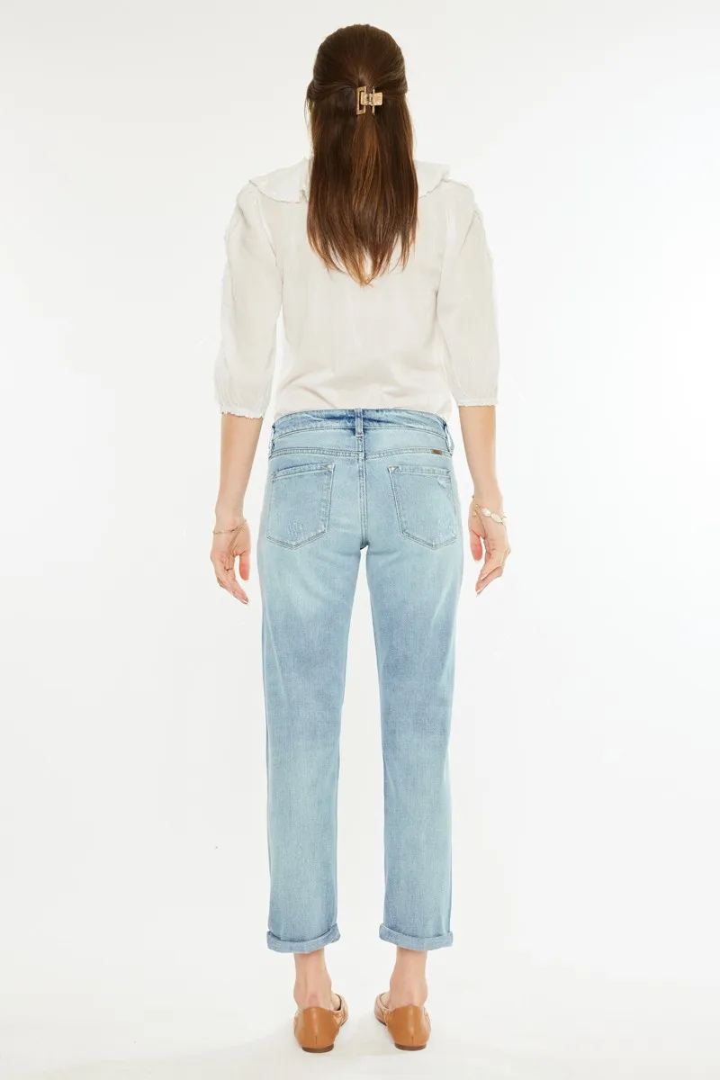 Kancan Mid Rise Distressed Boyfriend Fit Jeans - Image 5