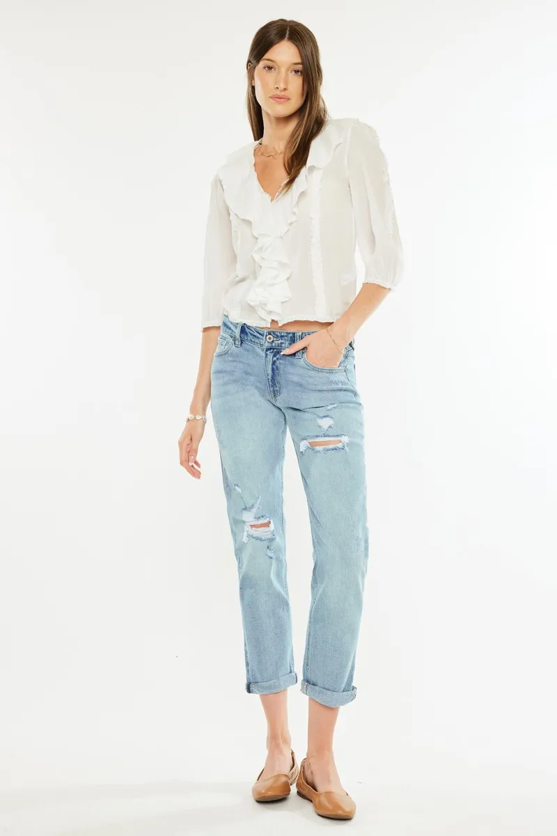 Kancan Mid Rise Distressed Boyfriend Fit Jeans - Image 6