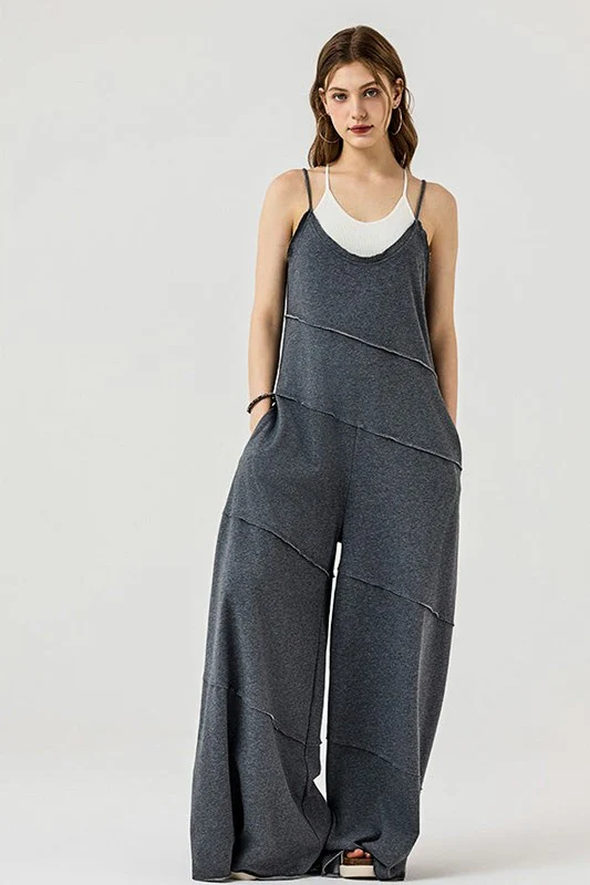 Keyhole back Wide Leg Raw Edge Jumpsuit - Image 17
