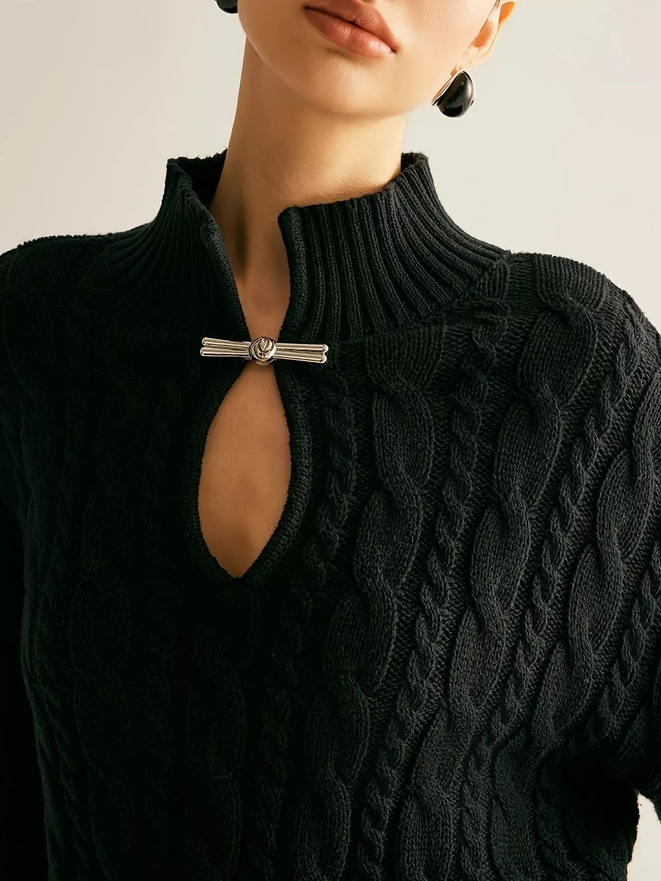 Keyhole Cable-Knit Sweater - Image 5