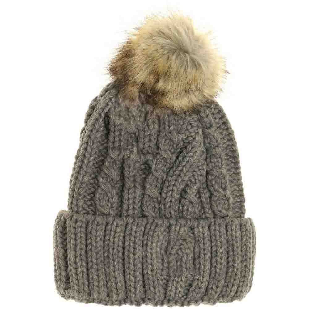 KIDS Cable Ribbed Fur Pom C.C Beanie - Image 5