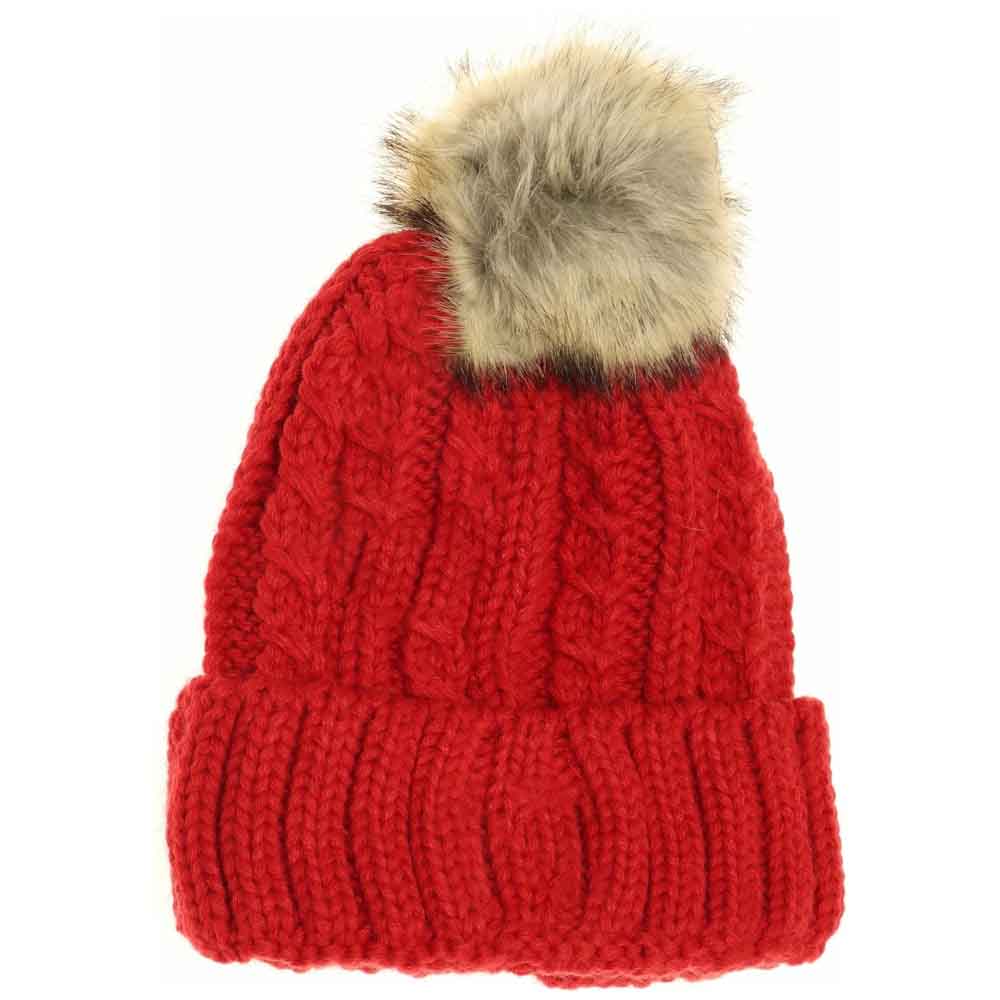 KIDS Cable Ribbed Fur Pom C.C Beanie - Image 9