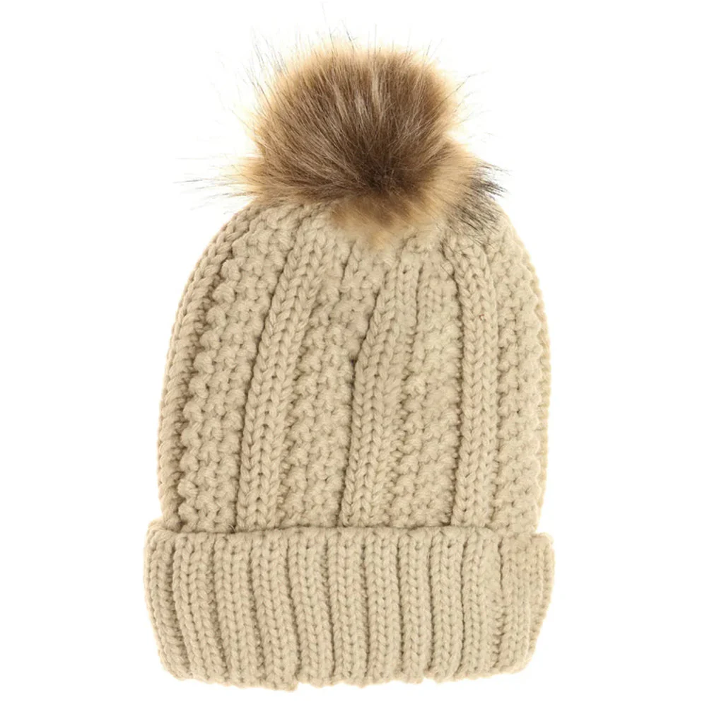 Kids Fuzzy Lined Fur Pom C.C Beanie - Image 2