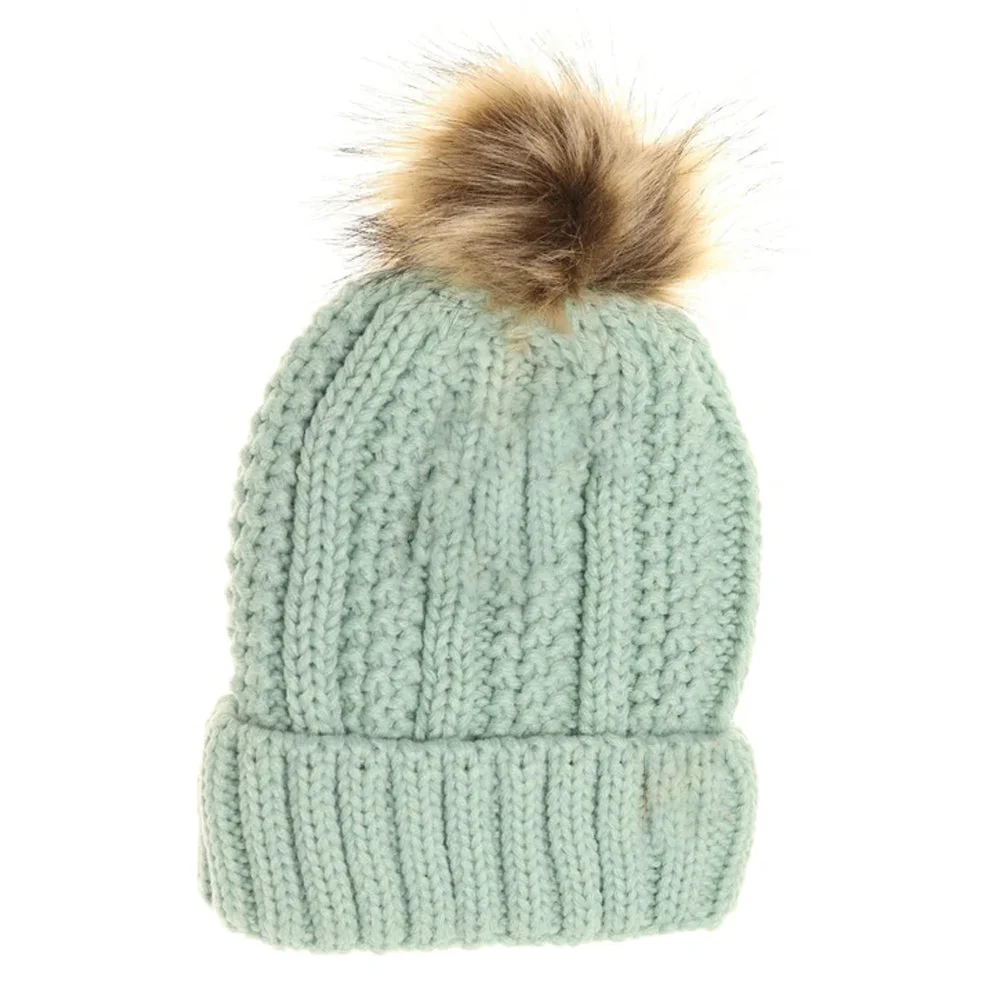 Kids Fuzzy Lined Fur Pom C.C Beanie - Image 7