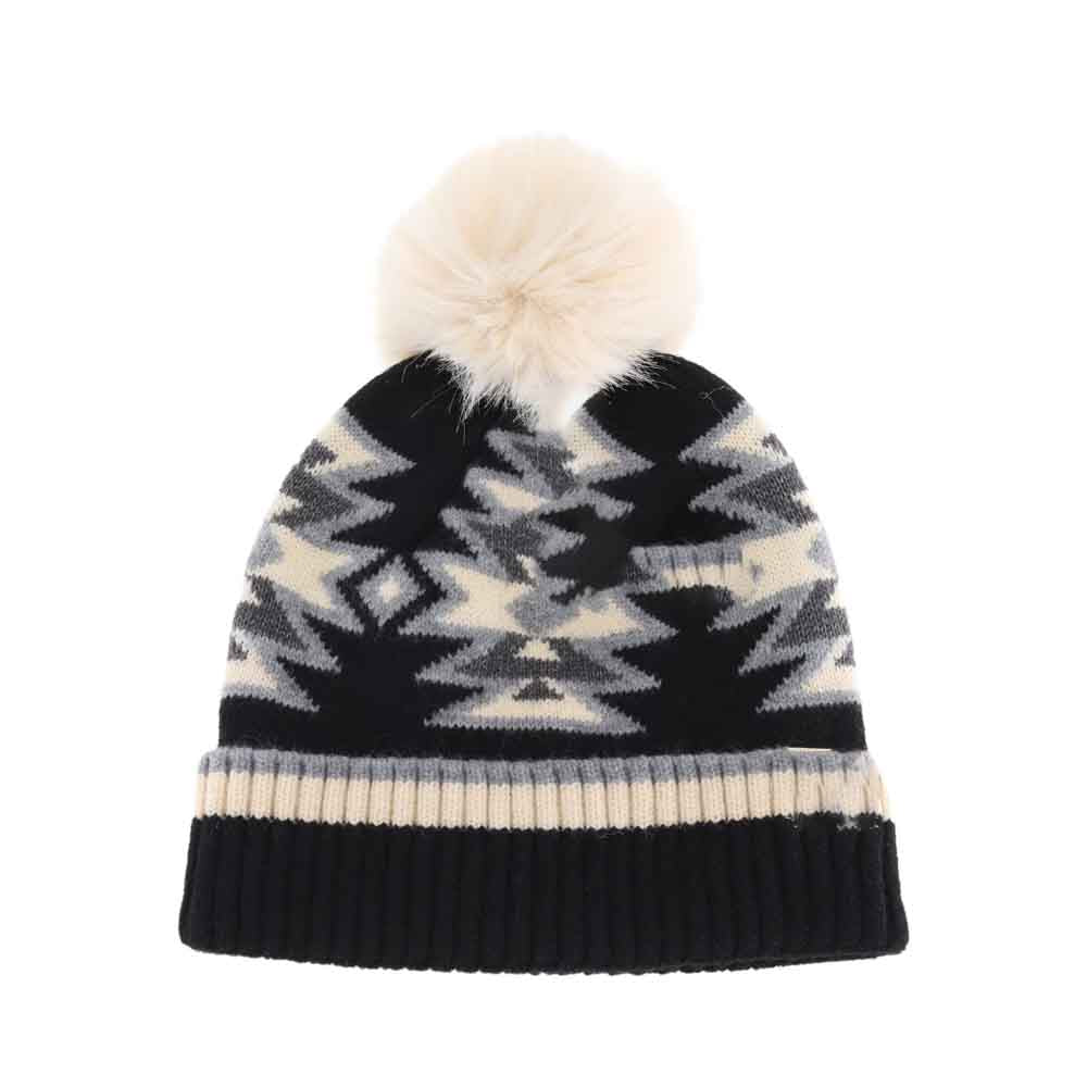 KIDS Southwestern Faux Fur Pom C.C Beanie - Image 3